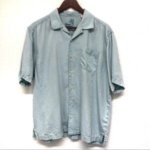 Tommy Bahama Green Silk Short Sleeve Men’s Shirt - Large